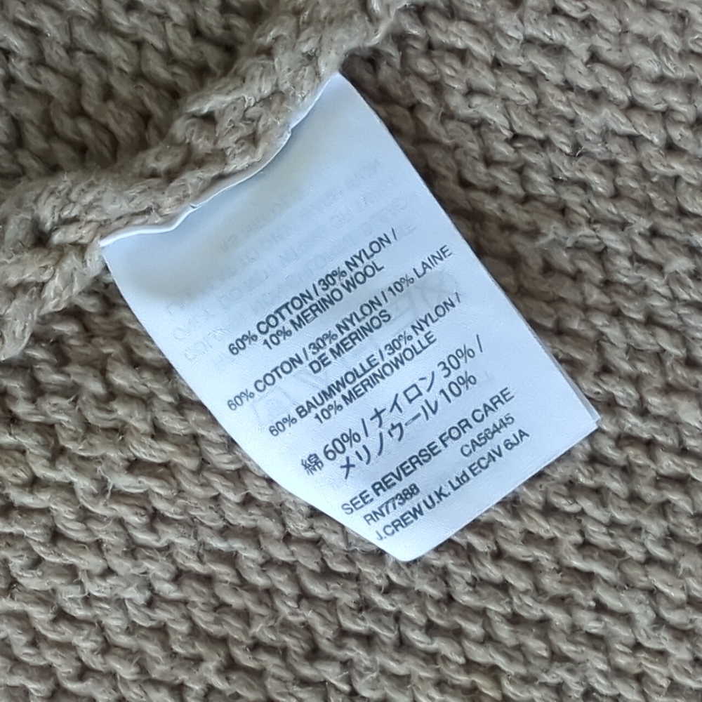 J. CREW I Oversized Tan Cotton & Wool Blend Open-Front Long Cardigan Sweater, XS - Picture 10 of 13